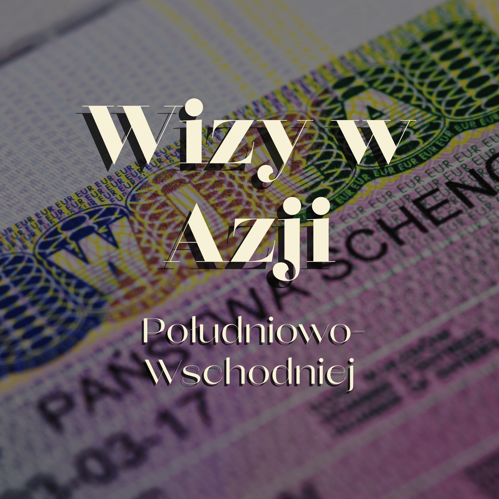 Makrofotografia pieczątki wizy w paszporcie zagranicznym dla wyjazdu do Azji