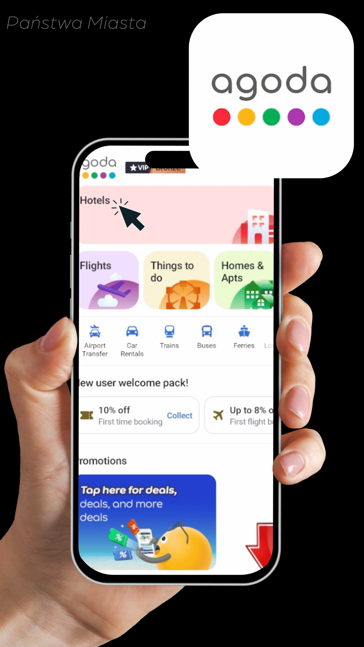 Zrzut ekranu aplikacji Agoda: wyszukiwanie tanich noclegów w Azji podczas planowania podróży