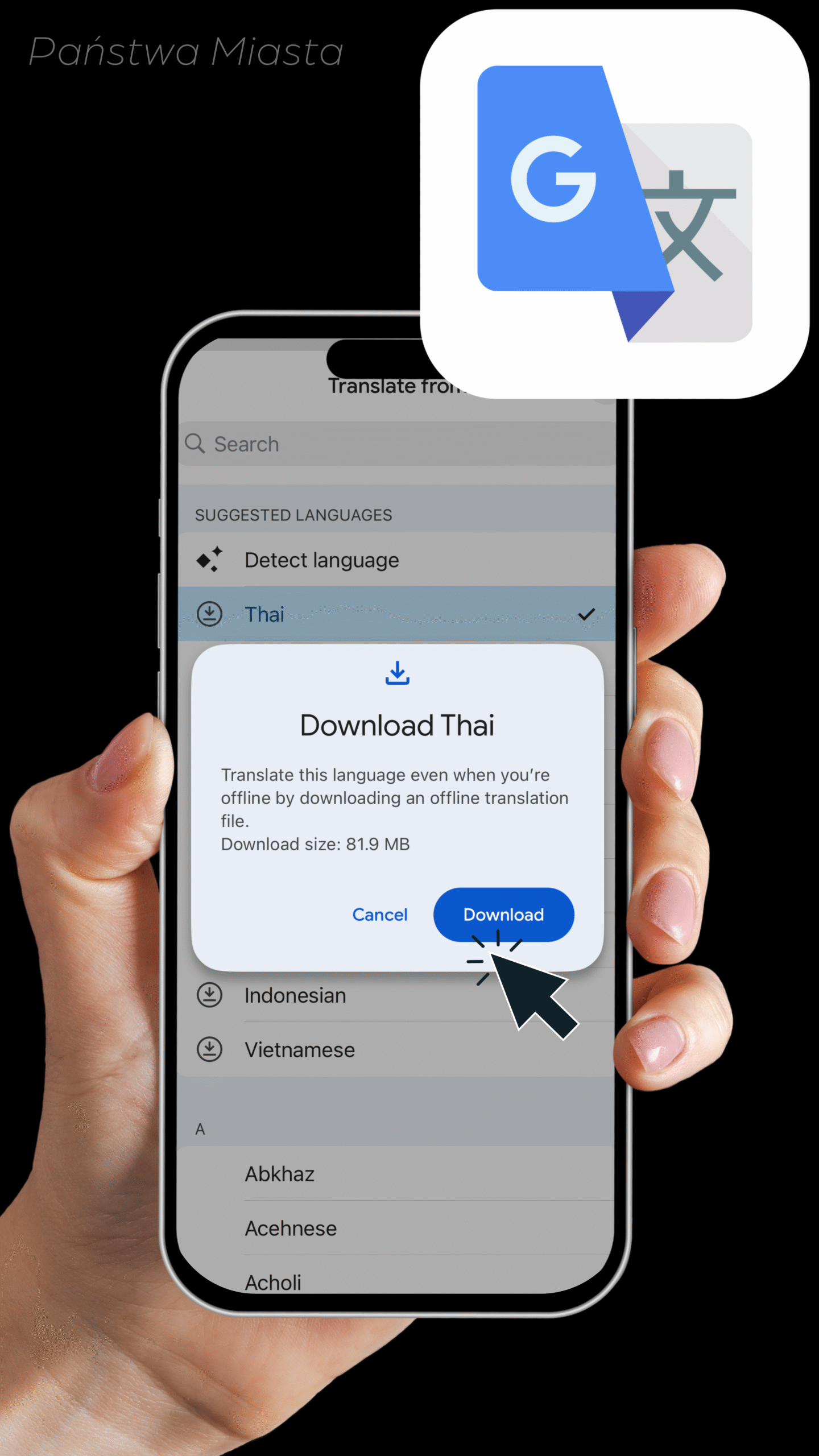 Tłumacz offline angielsko-tajski w aplikacji Google Translate – pomoc w podróży po Tajlandii